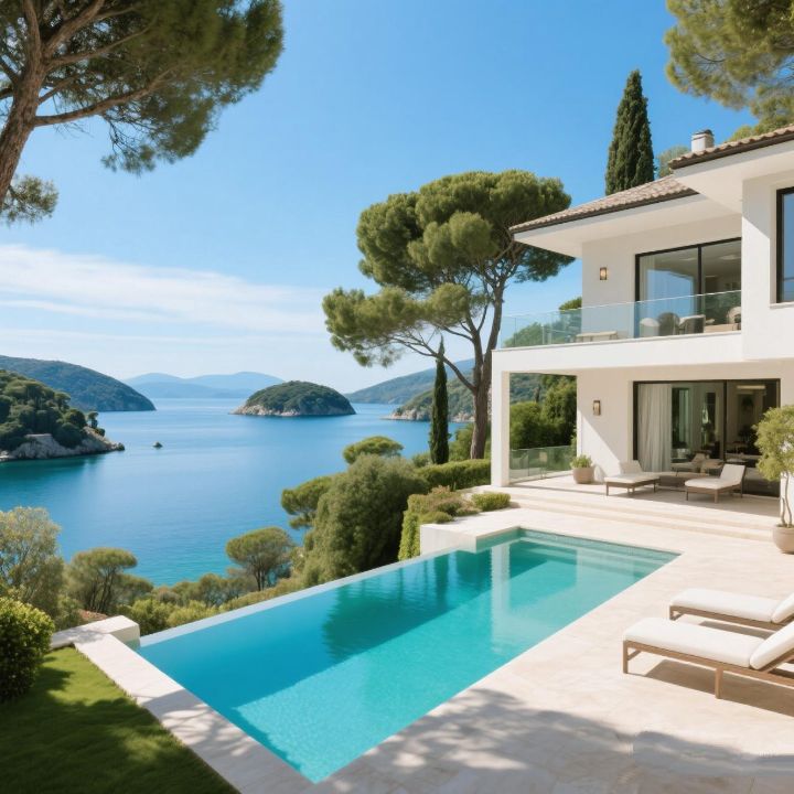 Luxurious villa with an infinity pool overlooking a beautiful blue sea