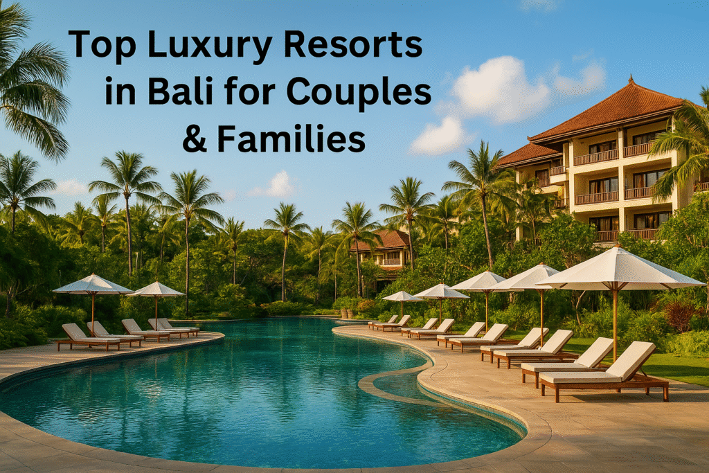 Luxury resort in Bali with tropical views and outdoor swimming pool