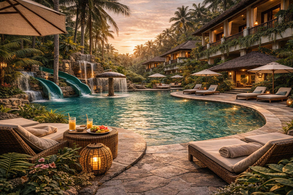 Luxury hotel in Bali offering a relaxing stay with a swimming pool