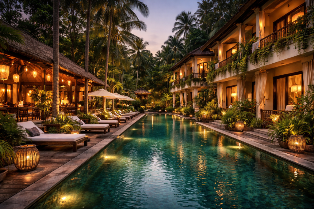 Boutique hotel in Bali with tropical design and luxury atmosphere