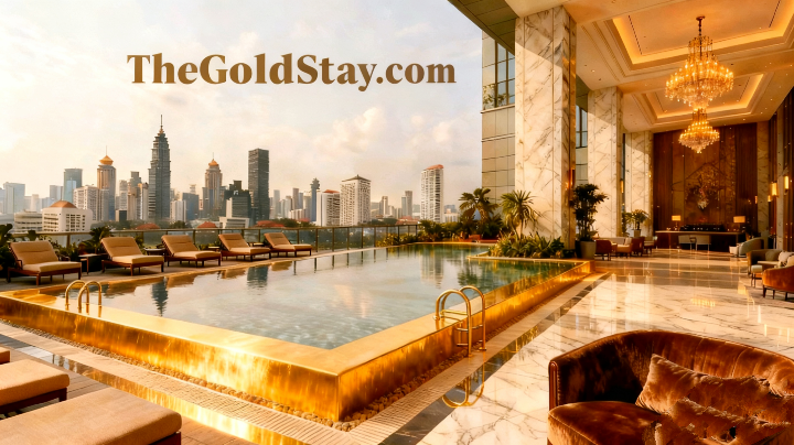 luxury rooftop pool view of a 5-star hotel in Jakarta